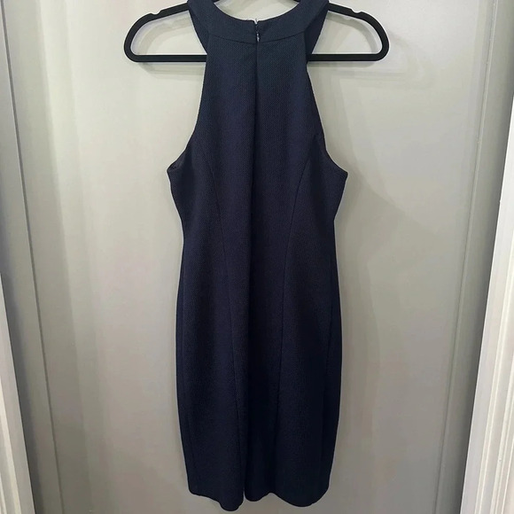 Eliza J Navy Dress Circle Eyelet High Neck Sheath Dress Size 8 - Picture 6 of 6